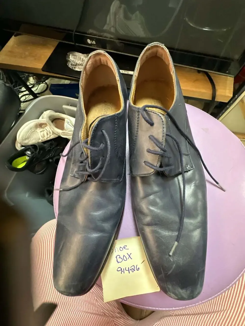 Florsheim Postino Plain Toe Oxford Blue Leather Shoes
